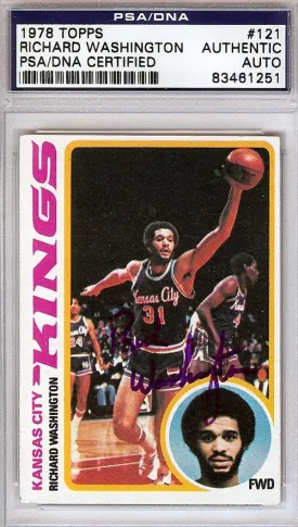 Richard Washington Autographed 1978 Topps Card #121 Kansas City Kings PSA/DNA #83461251