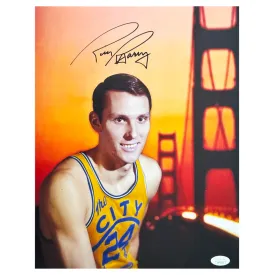 Rick Barry Signed Pose 2 Basketball 11x14 Photo (JSA)