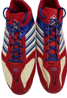 Ryan Howard Autographed Adidas Red/White/ Blue Cleats - Player's Closet Project