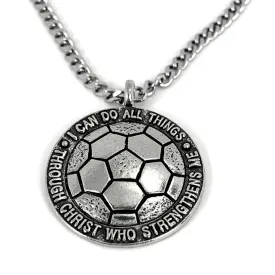 Soccer Necklace Antique Pewter 24 Inch Chain