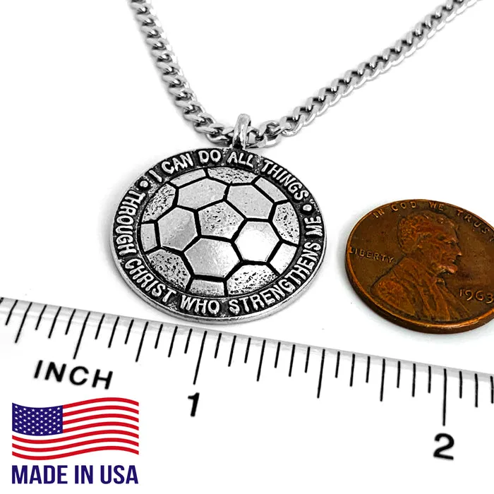 Soccer Necklace Antique Pewter 24 Inch Chain