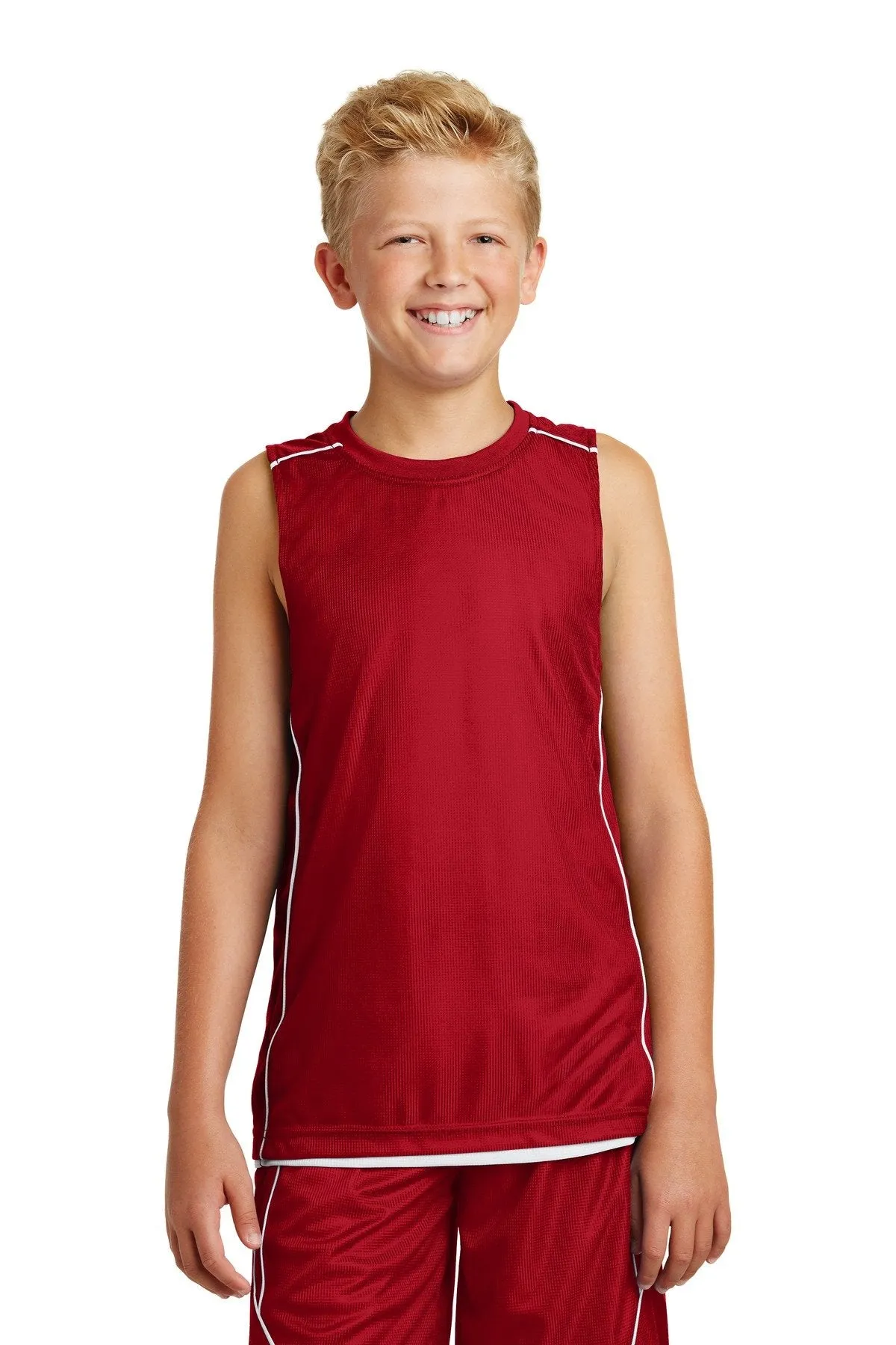 Sport-Tek Youth PosiCharge Mesh Reversible Sleeveless Tee. YT555