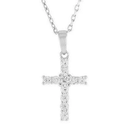 Sterling Silver CZ Cross & Chain