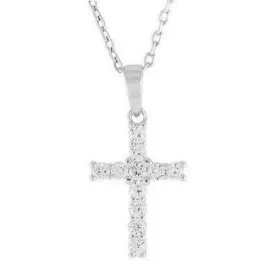 Sterling Silver CZ Cross & Chain