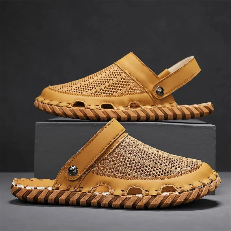 TEEK - Mens Mesh Front Outdoor Leather Sandals