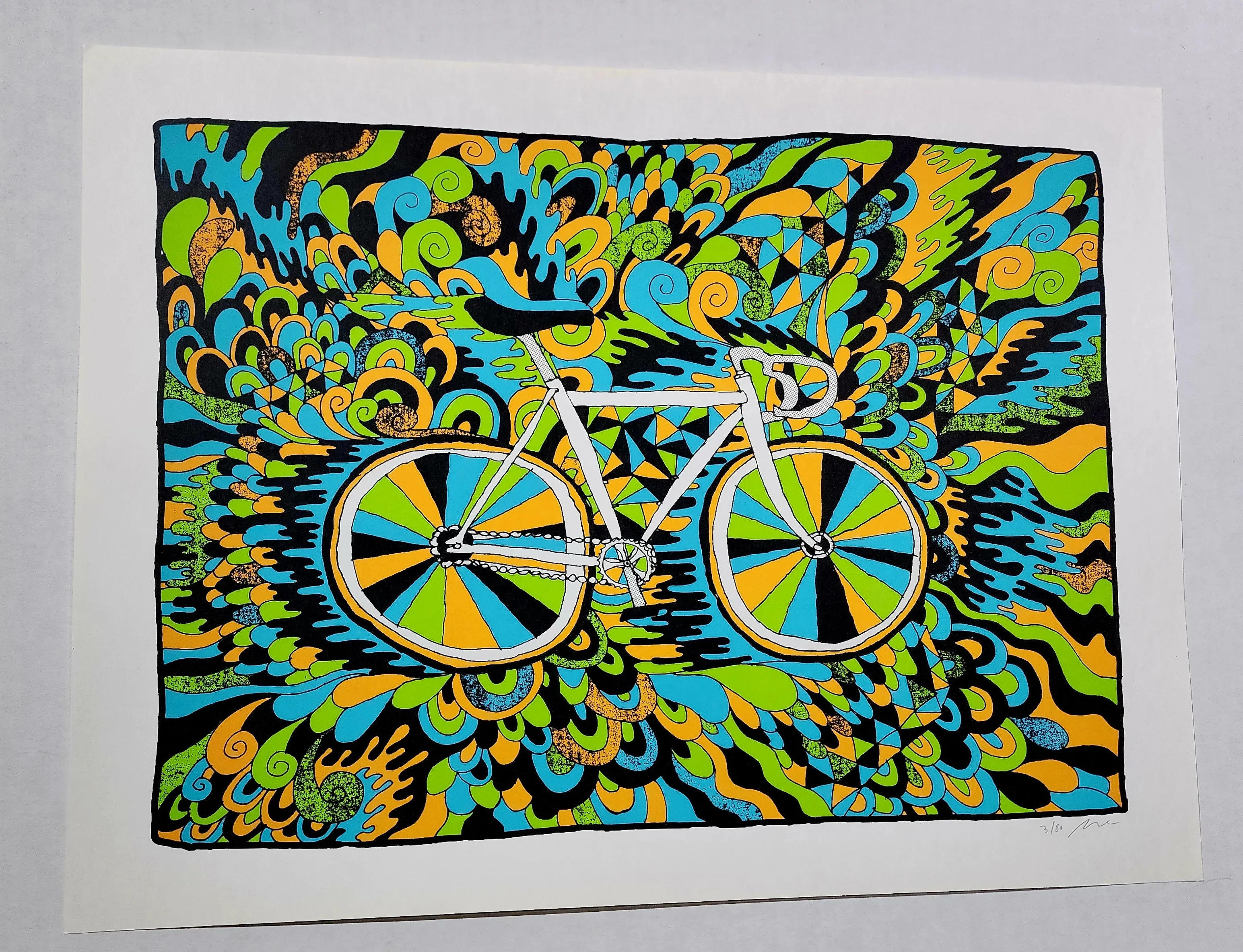 Trippy Bike Silkscreen Print by Nate Duval