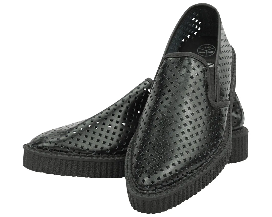 T.U.K Black Perf Pointed Slip on Creeper