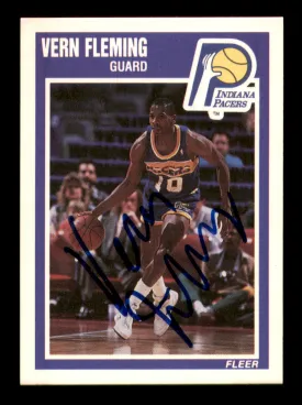 Vern Fleming Autographed 1989-90 Fleer Card #64 Indiana Pacers SKU #219179