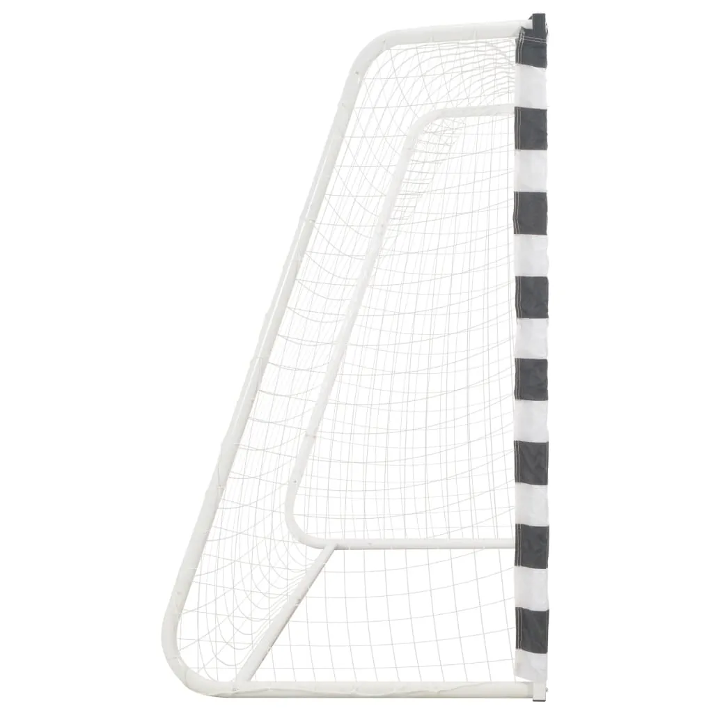 vidaXL Soccer Goal Training Soccer Net Practice Net Metal Black and White