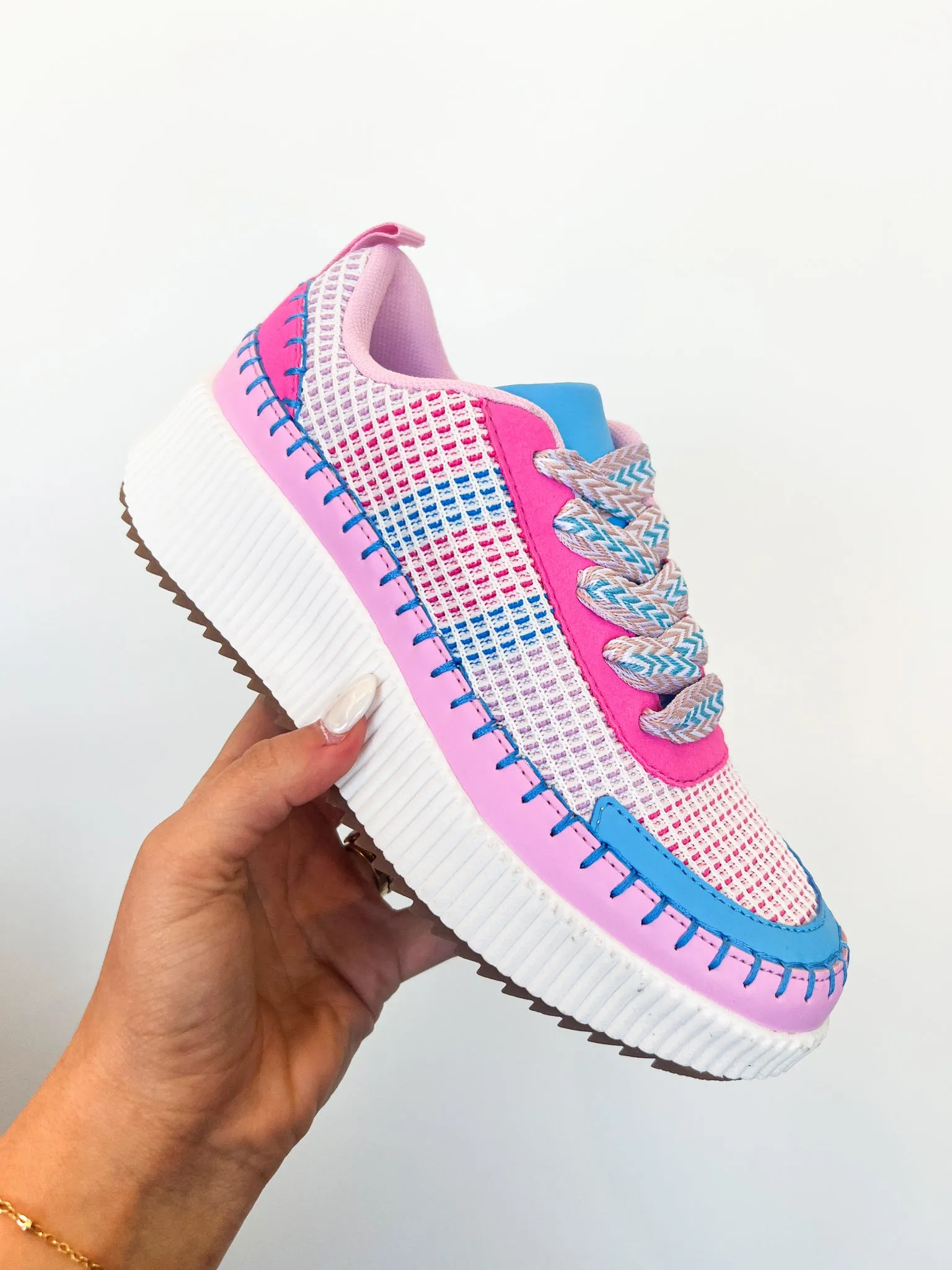 Willow Woven Sneaker- Bright Pink/Blue Multi