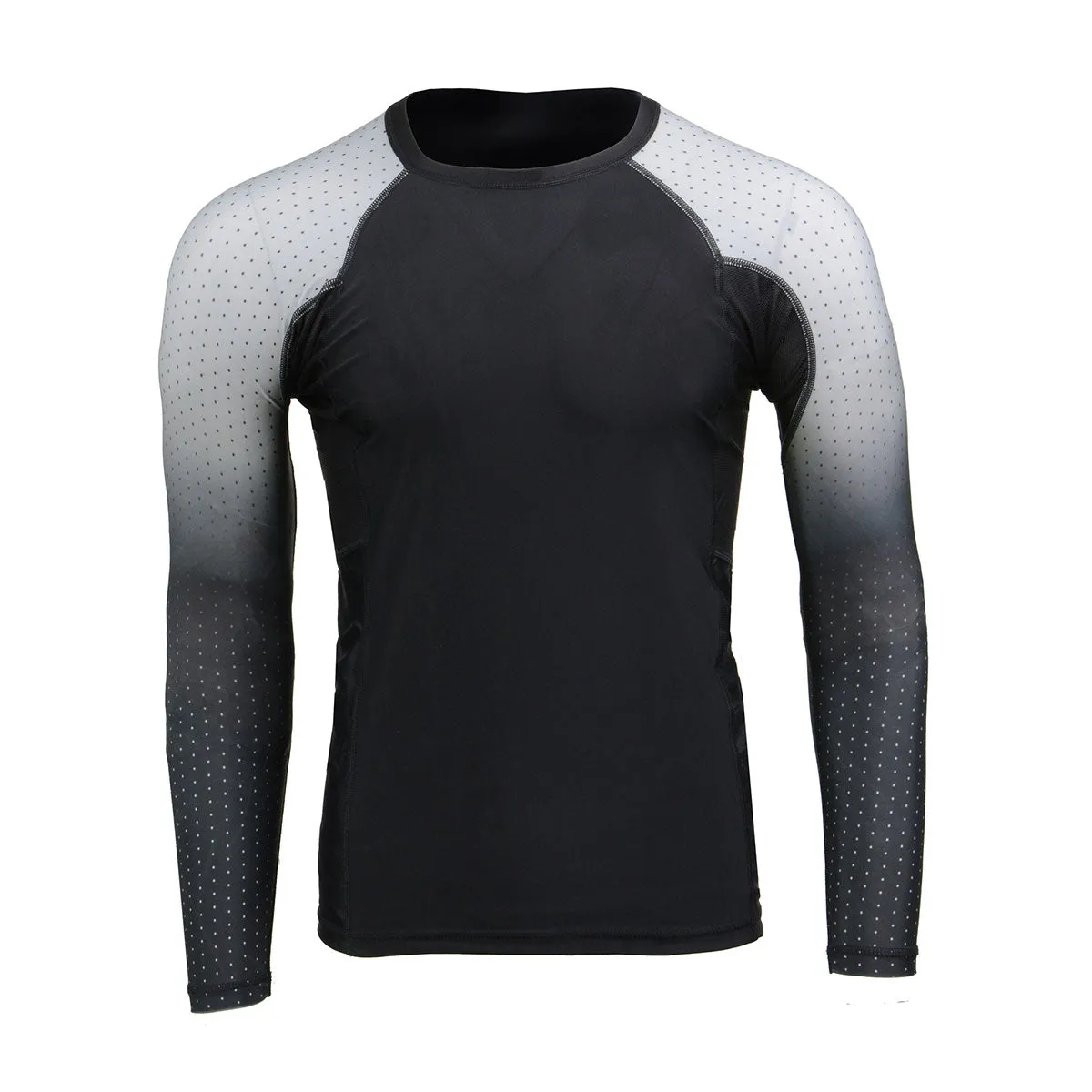 X-Fitness XFM7000 Men's Black and Grey Long Sleeve Compression Rash Guard Athletic Shirt- MMA, BJJ, Wrestling, Cross Training