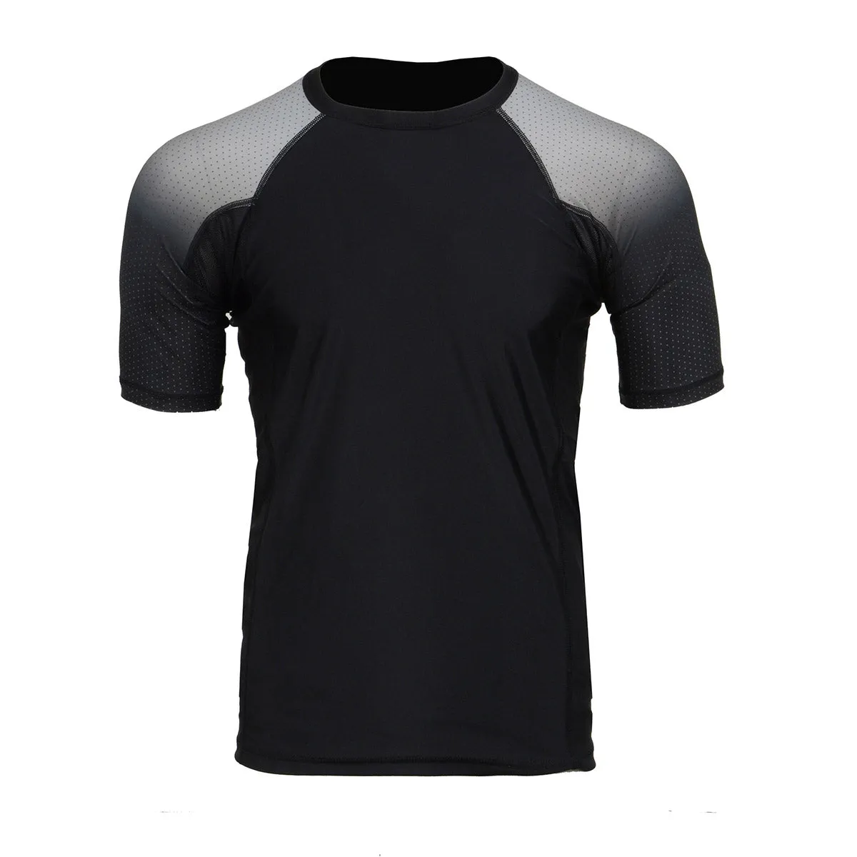 X-Fitness XFM7001 Men's Black and Grey Short Sleeve Compression Rash Guard Athletic Shirt- MMA, BJJ, Wrestling, Cross Training